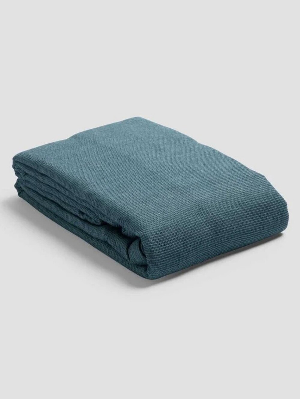 Piglet In Bed Teal Waffle Chambray Linen Duvet Cover Full/Queen